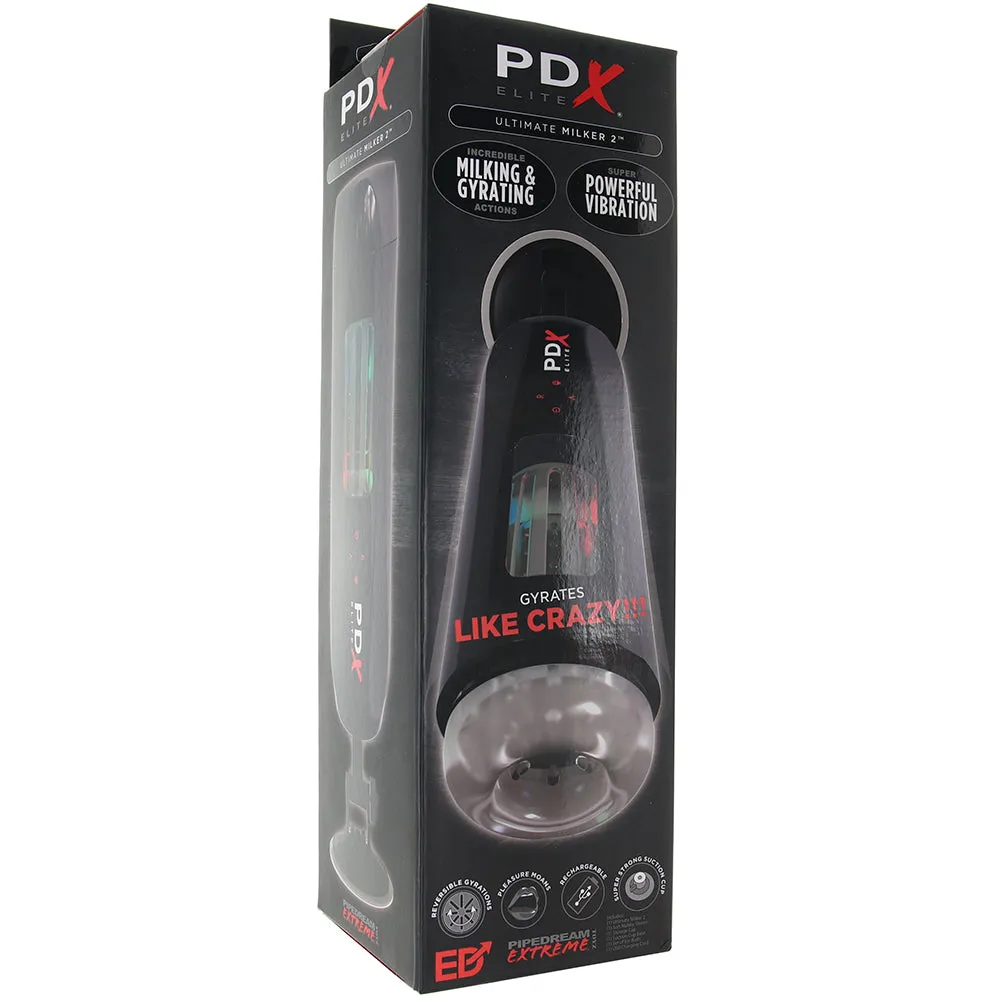 PDX Elite Ultimate Milker 2 Rechargeable Gyrating Suction Stroker With Hands-Free Suction Cup