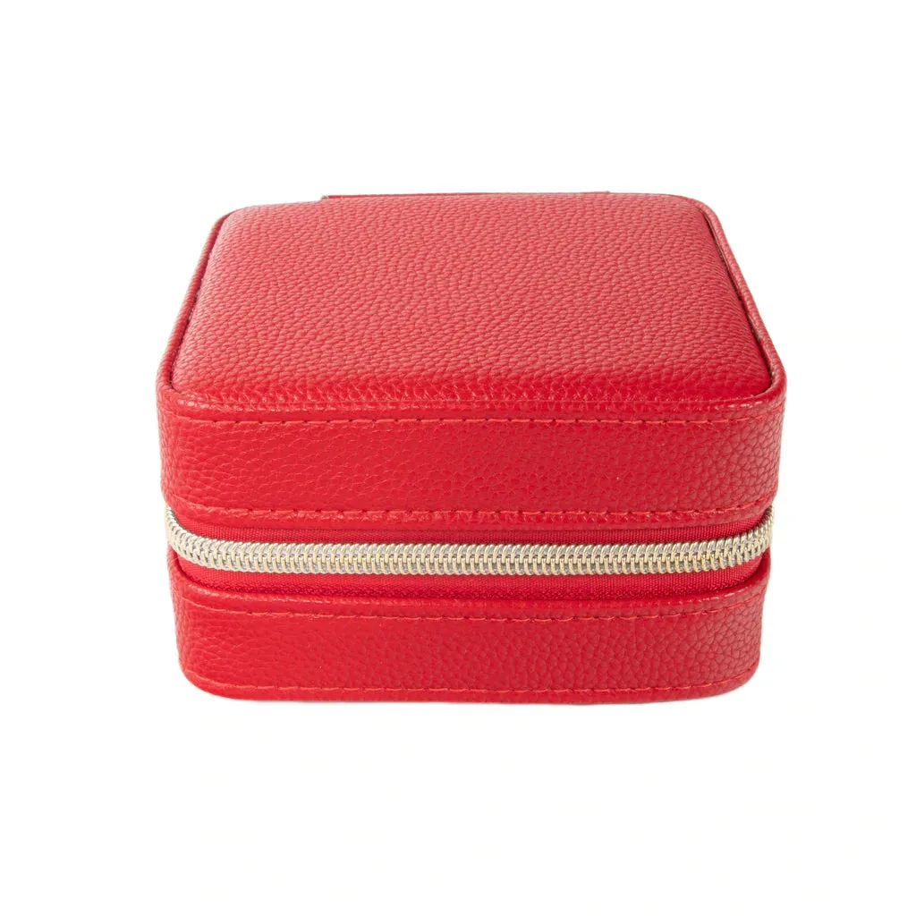 Pebbled Vegan Leather Personalized Travel Jewelry Case w/ Mirror