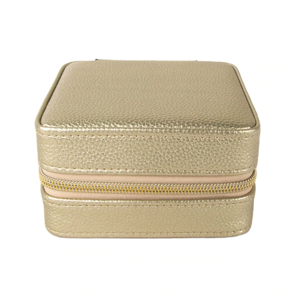 Pebbled Vegan Leather Personalized Travel Jewelry Case w/ Mirror