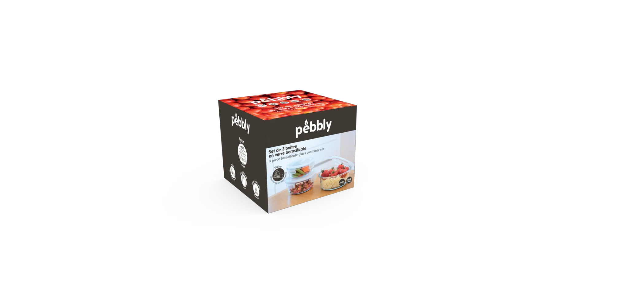 Pebbly Round Food Containers (3pcs) - 400ml/ 620ml/ 950ml