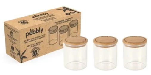 Pebbly Set of 3 Glass Canisters - 190ml