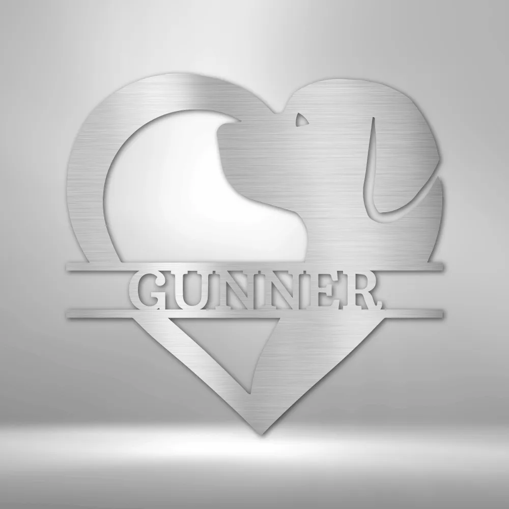 Personalized Dog Love Heart Monogram - Custom Steel Sign
