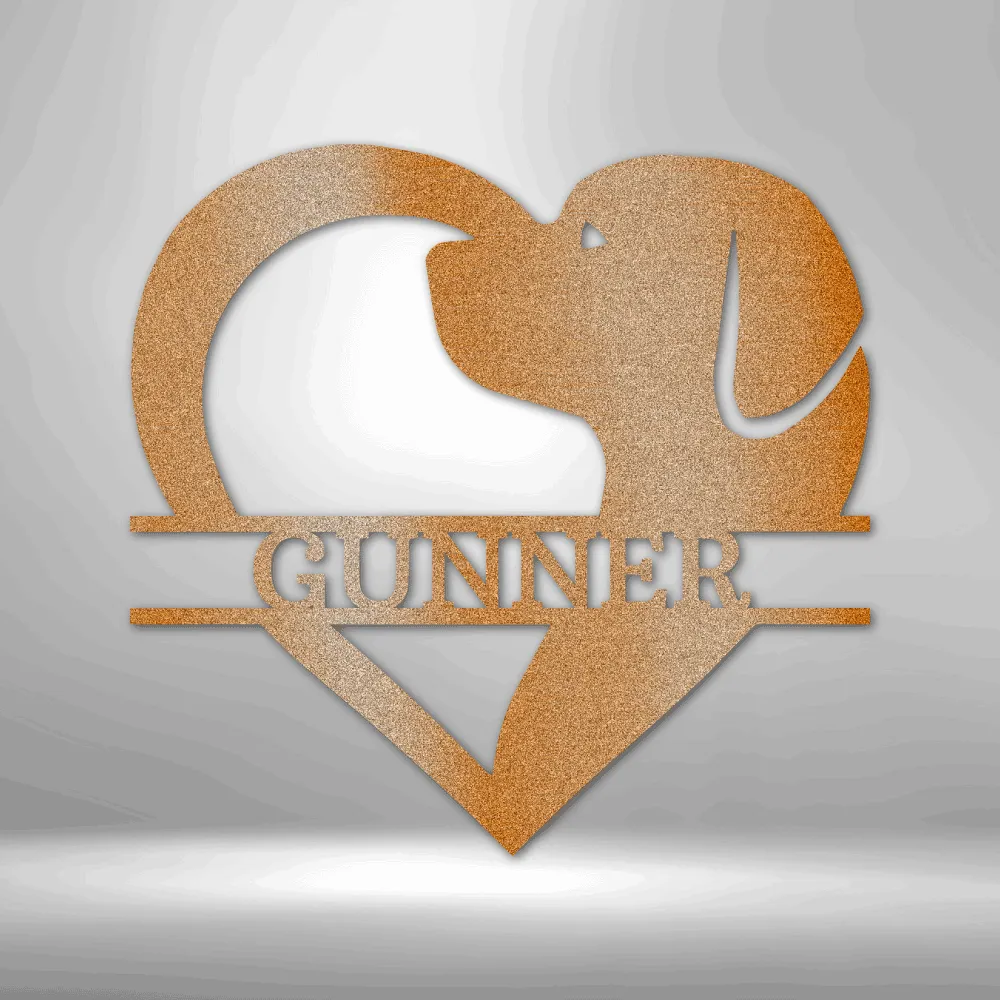 Personalized Dog Love Heart Monogram - Custom Steel Sign