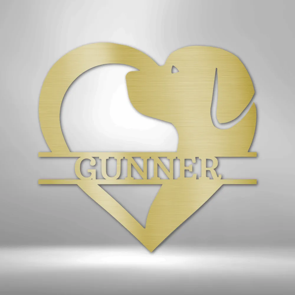 Personalized Dog Love Heart Monogram - Custom Steel Sign
