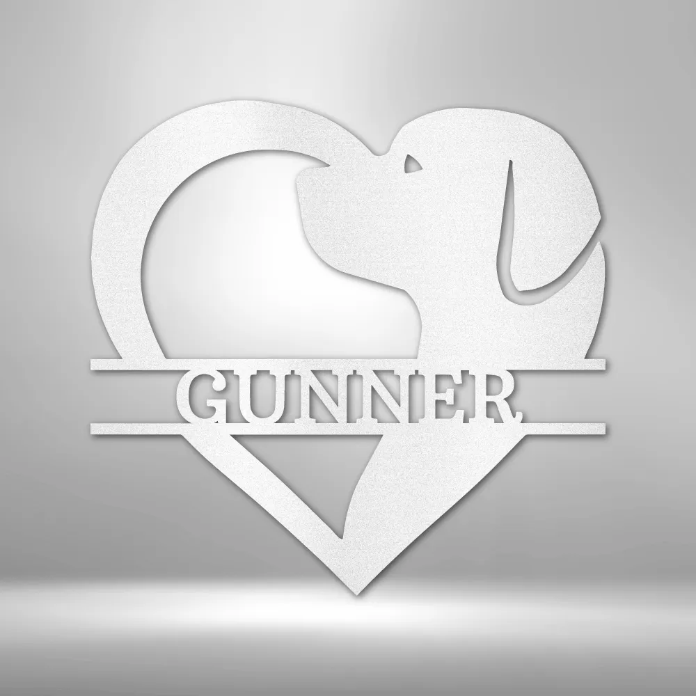 Personalized Dog Love Heart Monogram - Custom Steel Sign