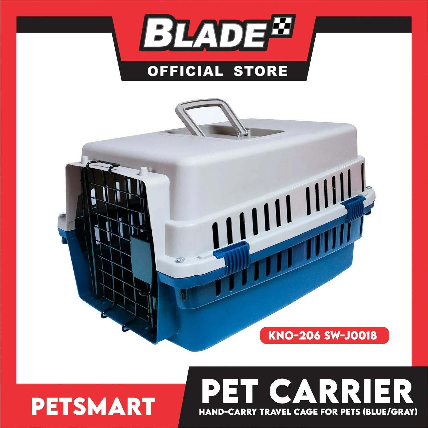 Pet Carrier Pet Travel Cage With Carrying Handle KNO-206 SW-J0018 (Gray Blue Color)
