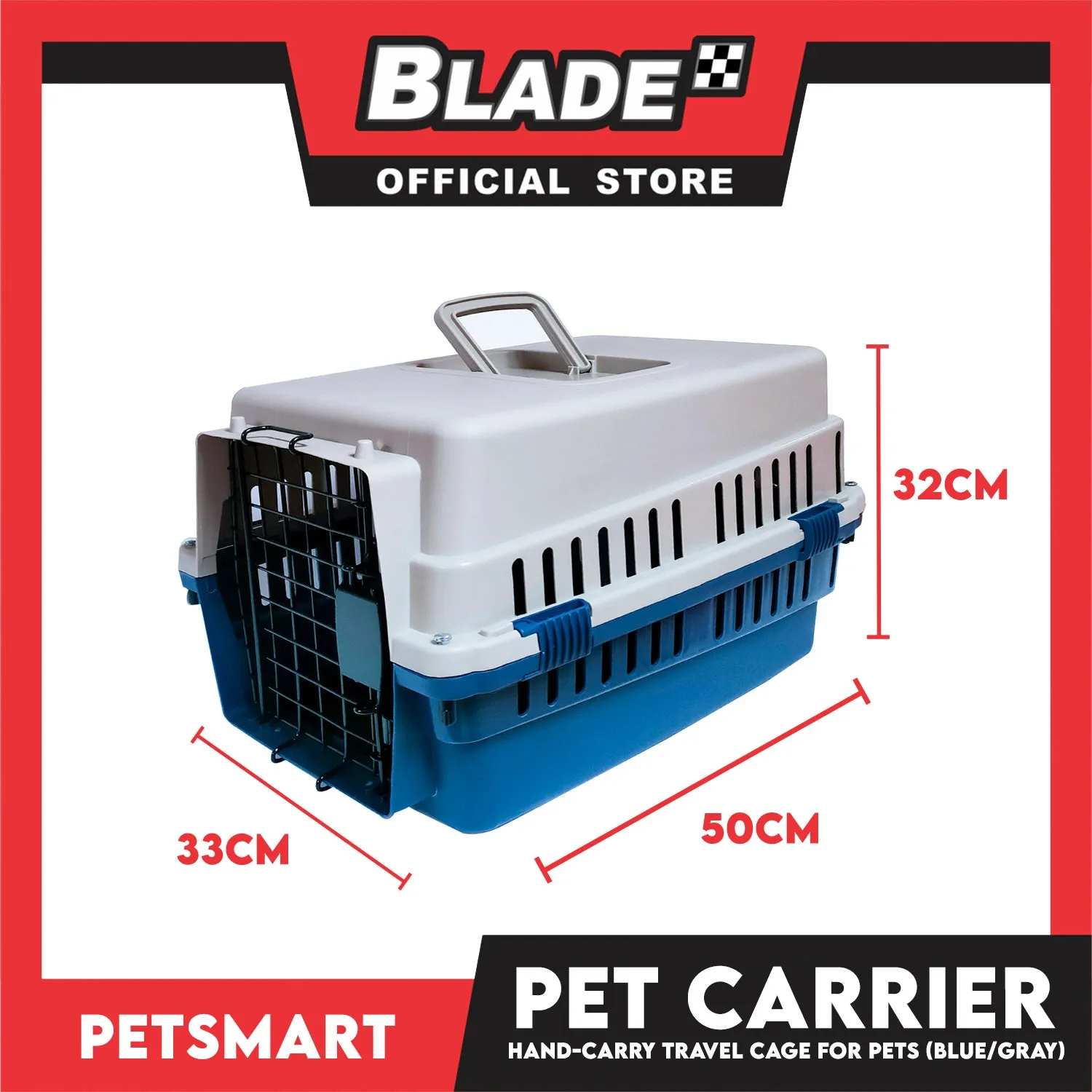 Pet Carrier Pet Travel Cage With Carrying Handle KNO-206 SW-J0018 (Gray Blue Color)
