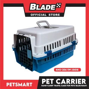 Pet Carrier Pet Travel Cage With Carrying Handle KNO-206 SW-J0018 (Gray Blue Color)