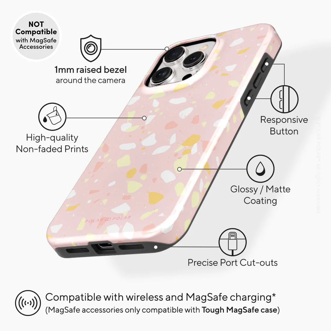 Pink Peony Terrazzo - iPhone 15 Pro Max Case
