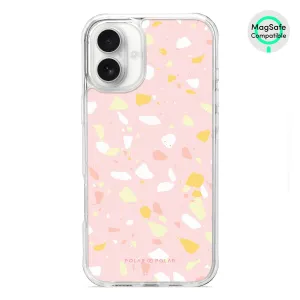 Pink Peony Terrazzo - iPhone 16 Plus Clear Bumper MagSafe Case