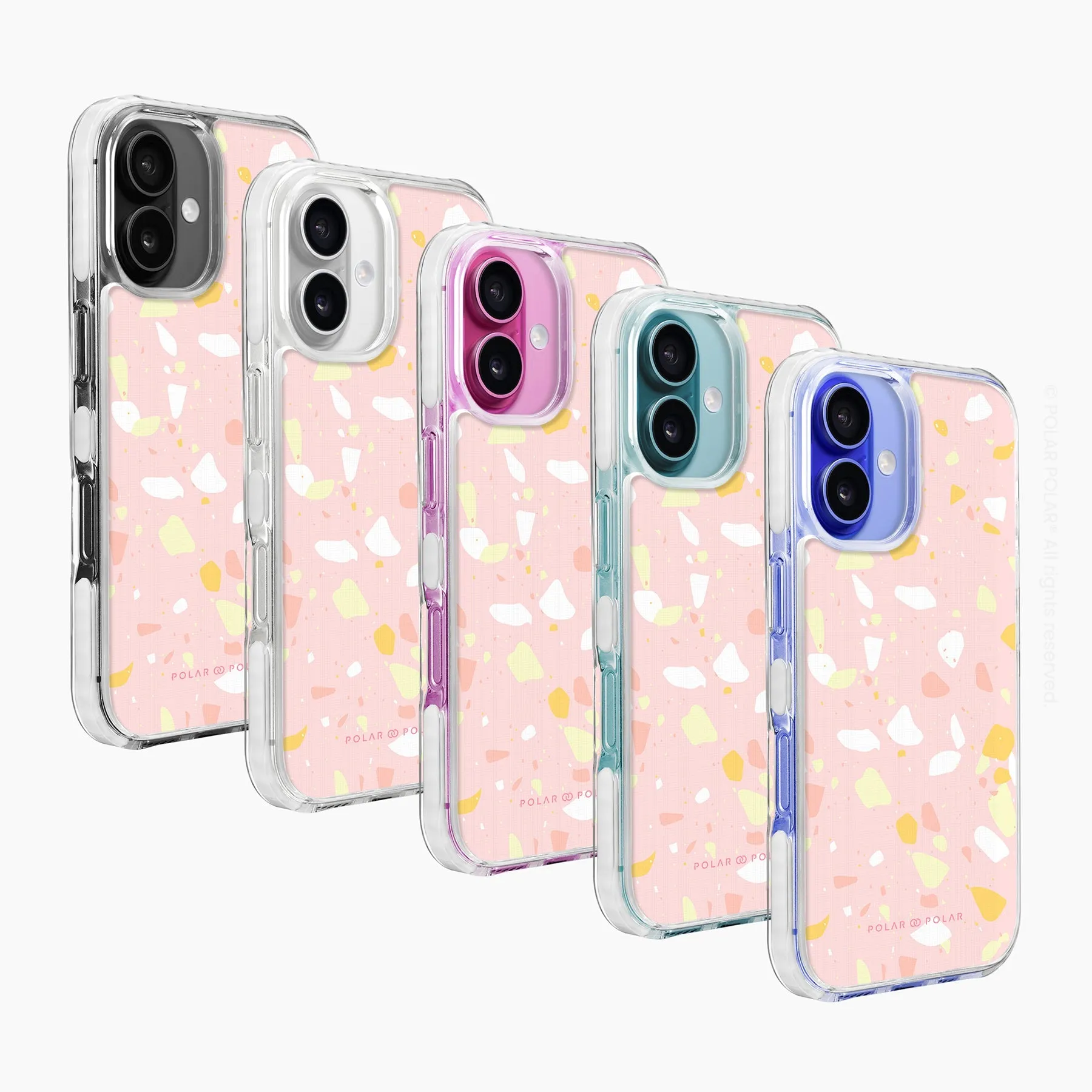 Pink Peony Terrazzo - iPhone 16 Plus Clear Bumper MagSafe Case