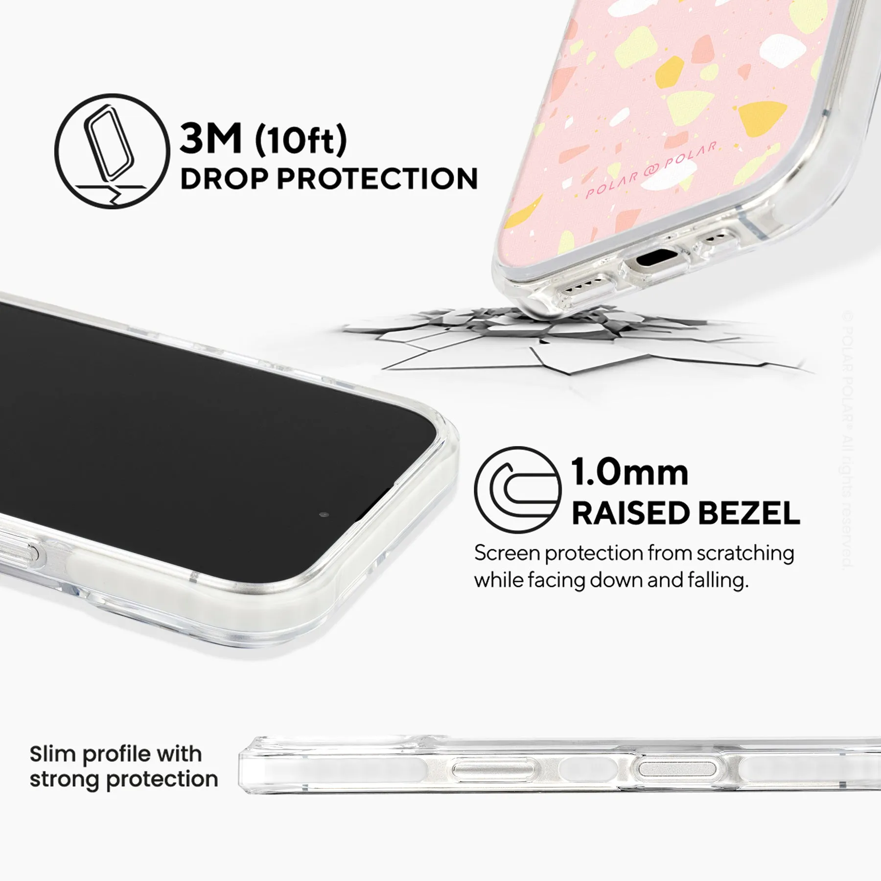 Pink Peony Terrazzo - iPhone 16 Plus Clear Bumper MagSafe Case