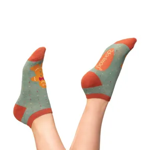 Powder Gingerbread Man Trainer Socks - Aqua