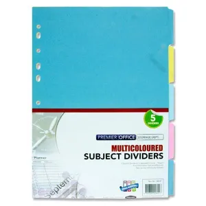 Premier Office - 175gsm Subject Dividers - 5 Part