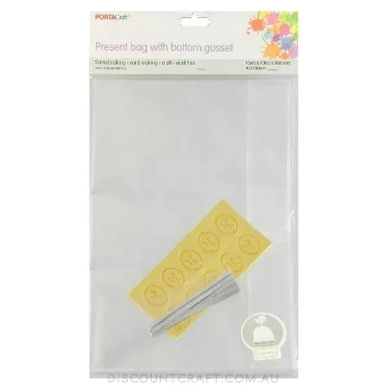 Present Bags Bottom Gusset 40x30x8cm 10 Bags & Ties