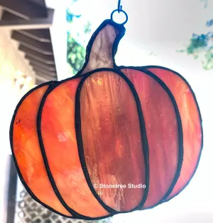 Pumpkin Stained Glass Suncatcher