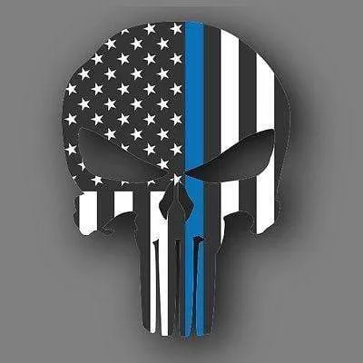 Punisher Thin Blue Line Sticker 2.5" X 4.5" Car & Laptop Decal