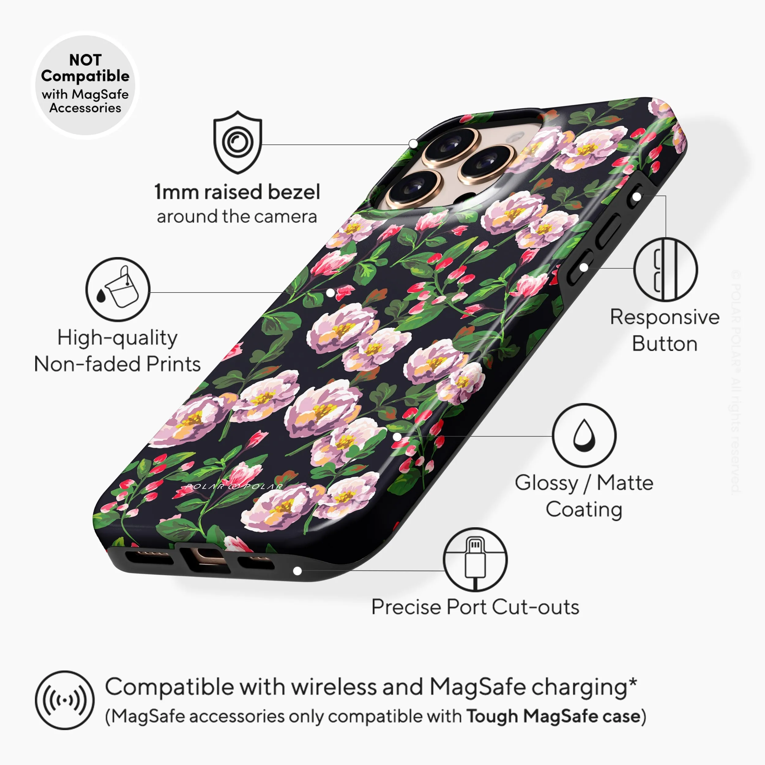 Purple Camellias - iPhone 16 Pro Case