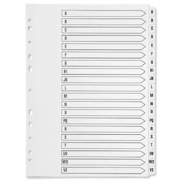 Q-Connect Multi-Punched A-Z 20-Part Polypropylene White A4 Index KF01351