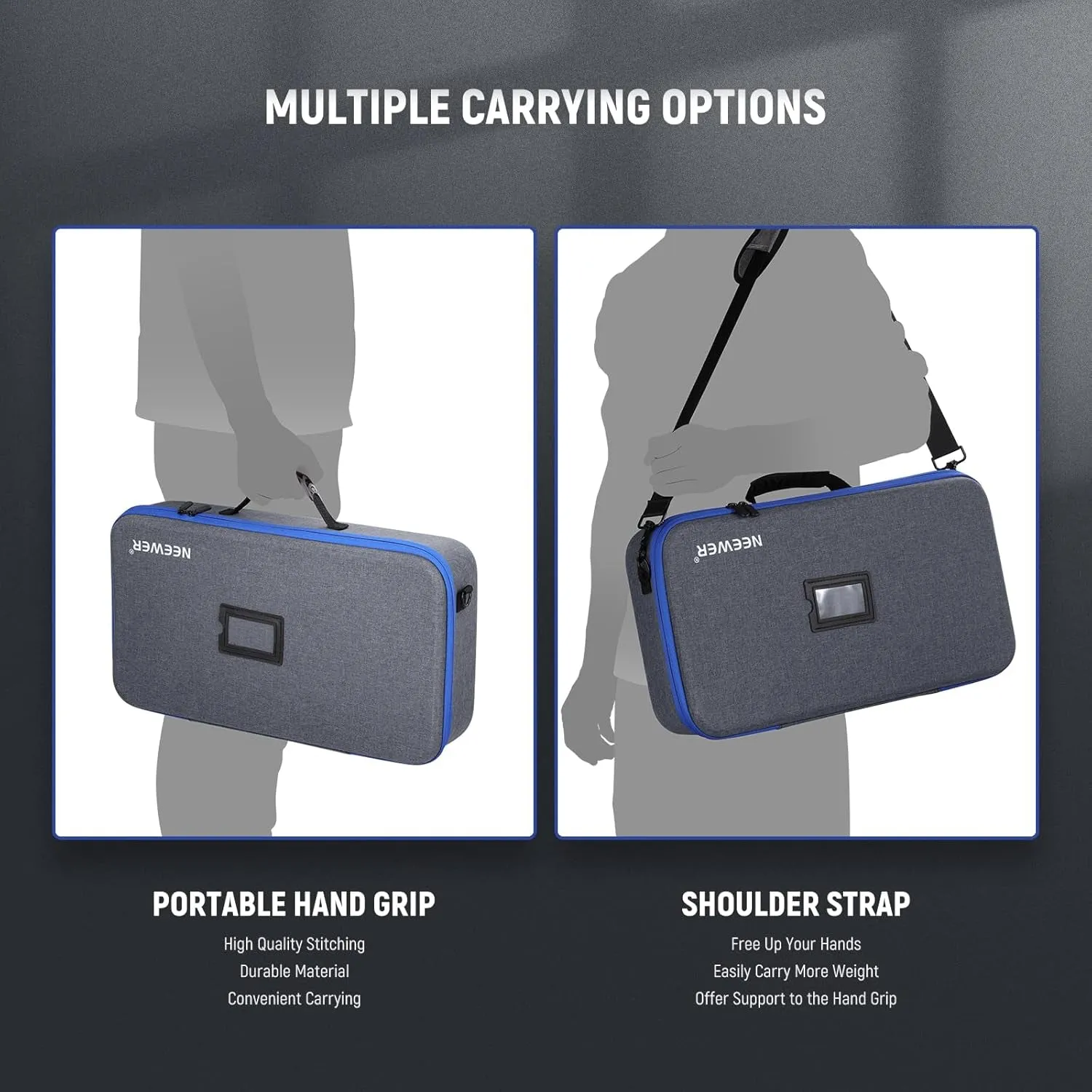 Q4 Carrying Bag with Shoulder Strap, Handle, Dedicated Compartments for Outdoor Strobe Flash/Batteries/Trigger/Reflector Diffuser Accessory, Mesh Pocket, Durable Hard Shell Travel Case, PB8