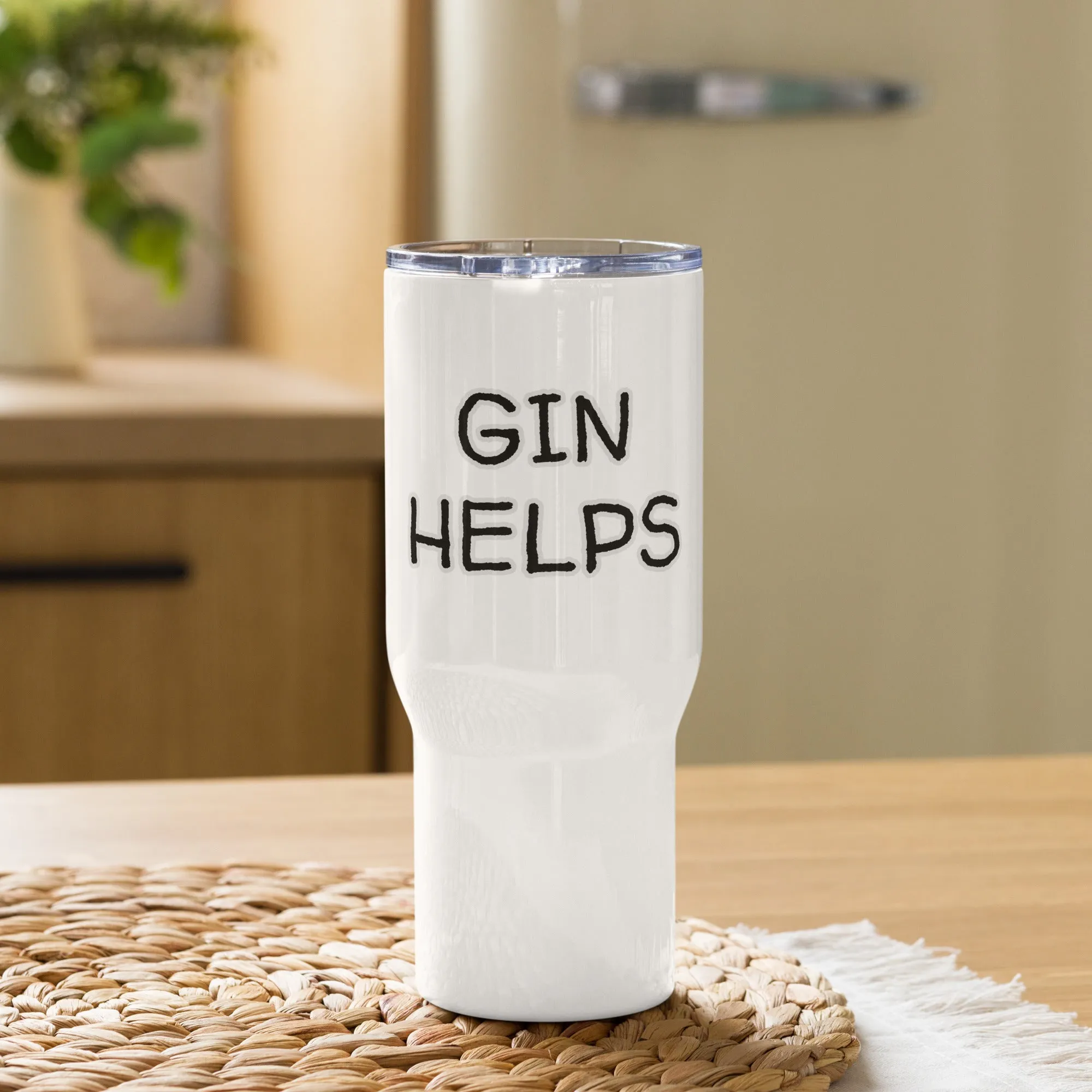 "Gin Helps" Travel mug with Handle