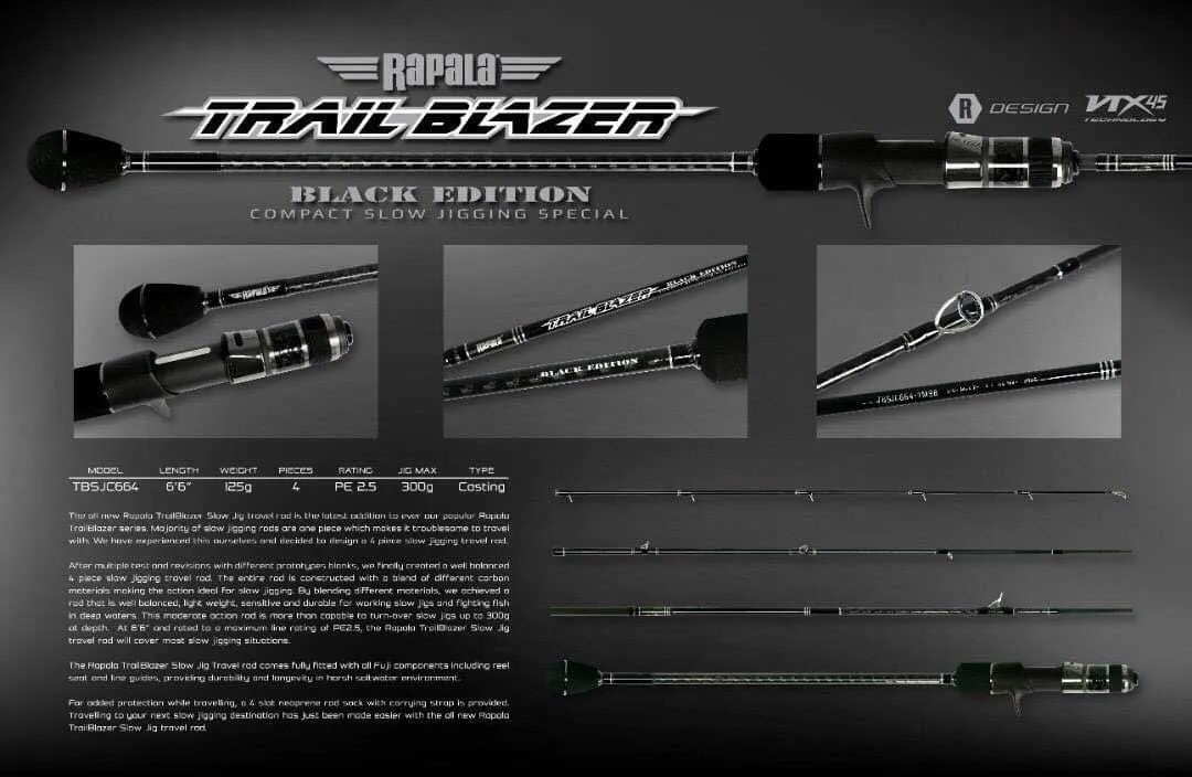 Rapala TBSJC664 Trail Blazer Jig Travel Overhead Rod