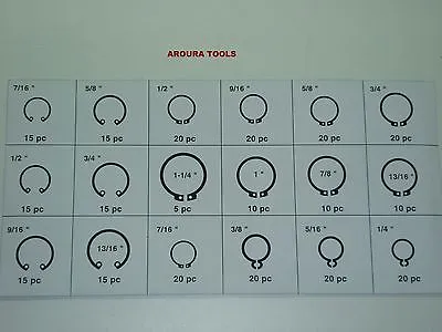 RETAINING RINGS ASSORTMENT KIT 285 pc IN PLASTIC STORAGE CASE- NEW