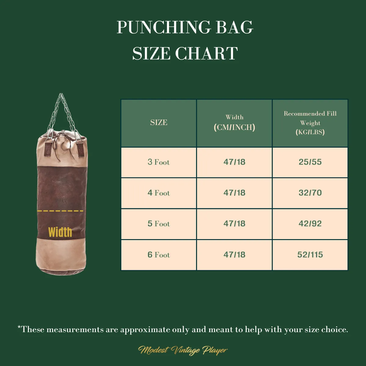 RETRO Heritage Brown Leather Heavy Punching Bag, Tan Trim (un-filled)