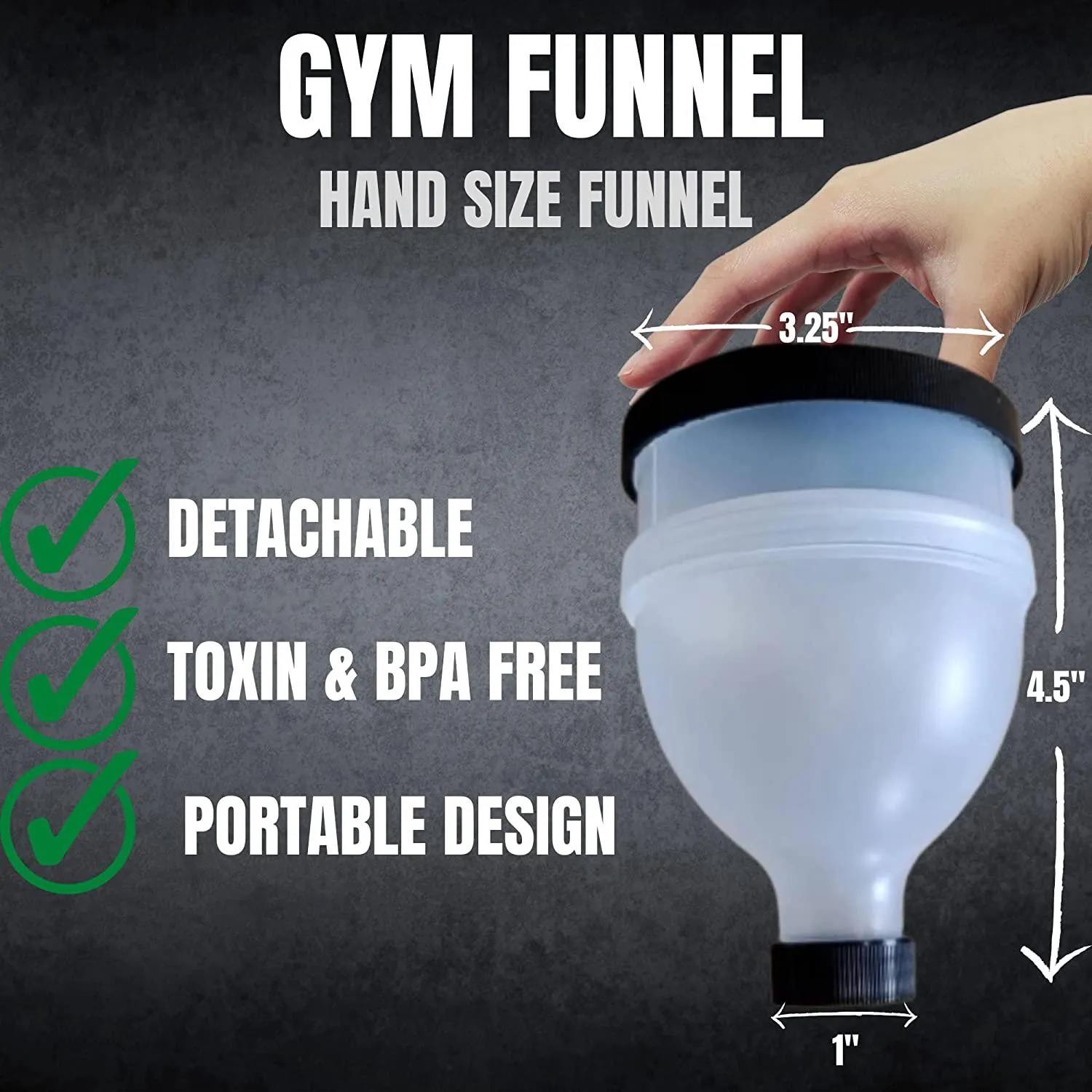 Rising Warrior Portable Supplement Water Bottle Funnel for Gym Powders, Protein Powder Holder BPA Free 150ml Three Compartment Pillbox Storage Pre/Post Workout Protein Powder Funnel