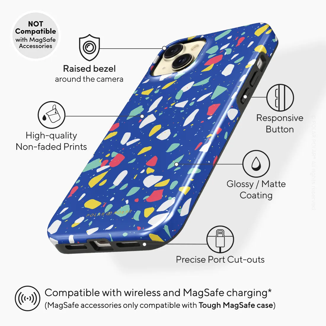 Royal Blue Terrazzo Custom - iPhone 15 Plus Case