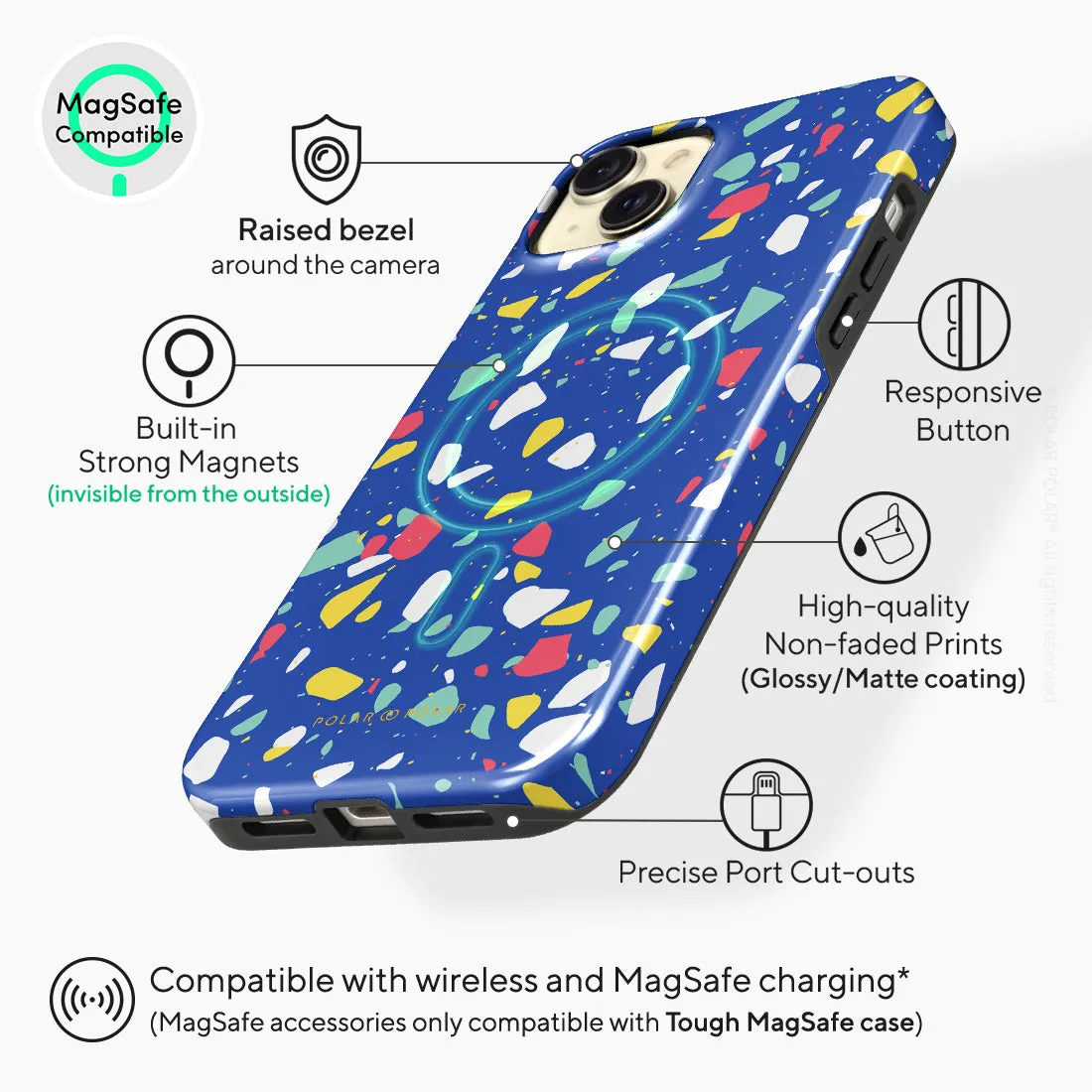 Royal Blue Terrazzo Custom - iPhone 15 Plus Case