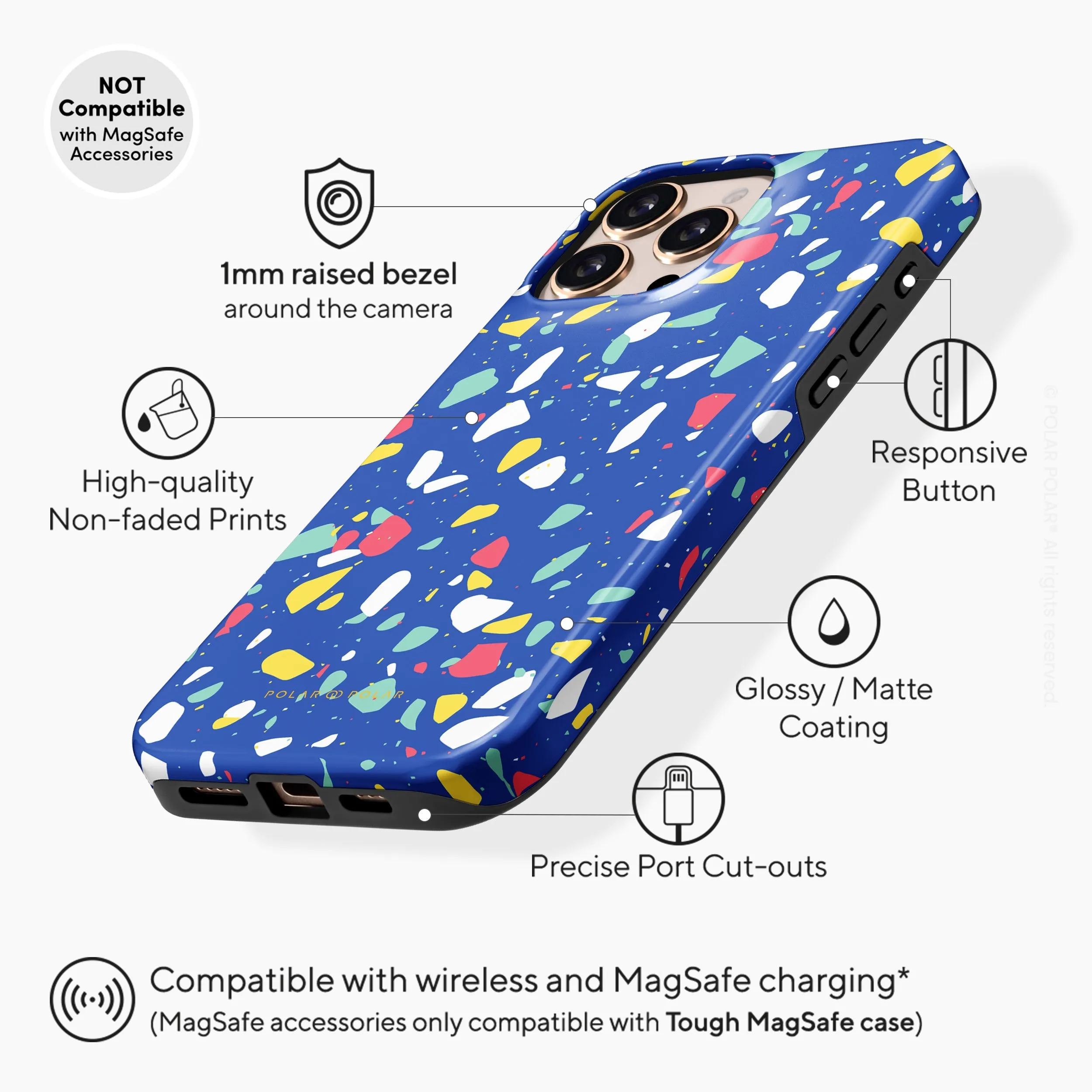 Royal Blue Terrazzo - iPhone 16 Pro Max Case