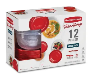 Rubbermaid Takealongs 12 Piece Food Storage Set, Red