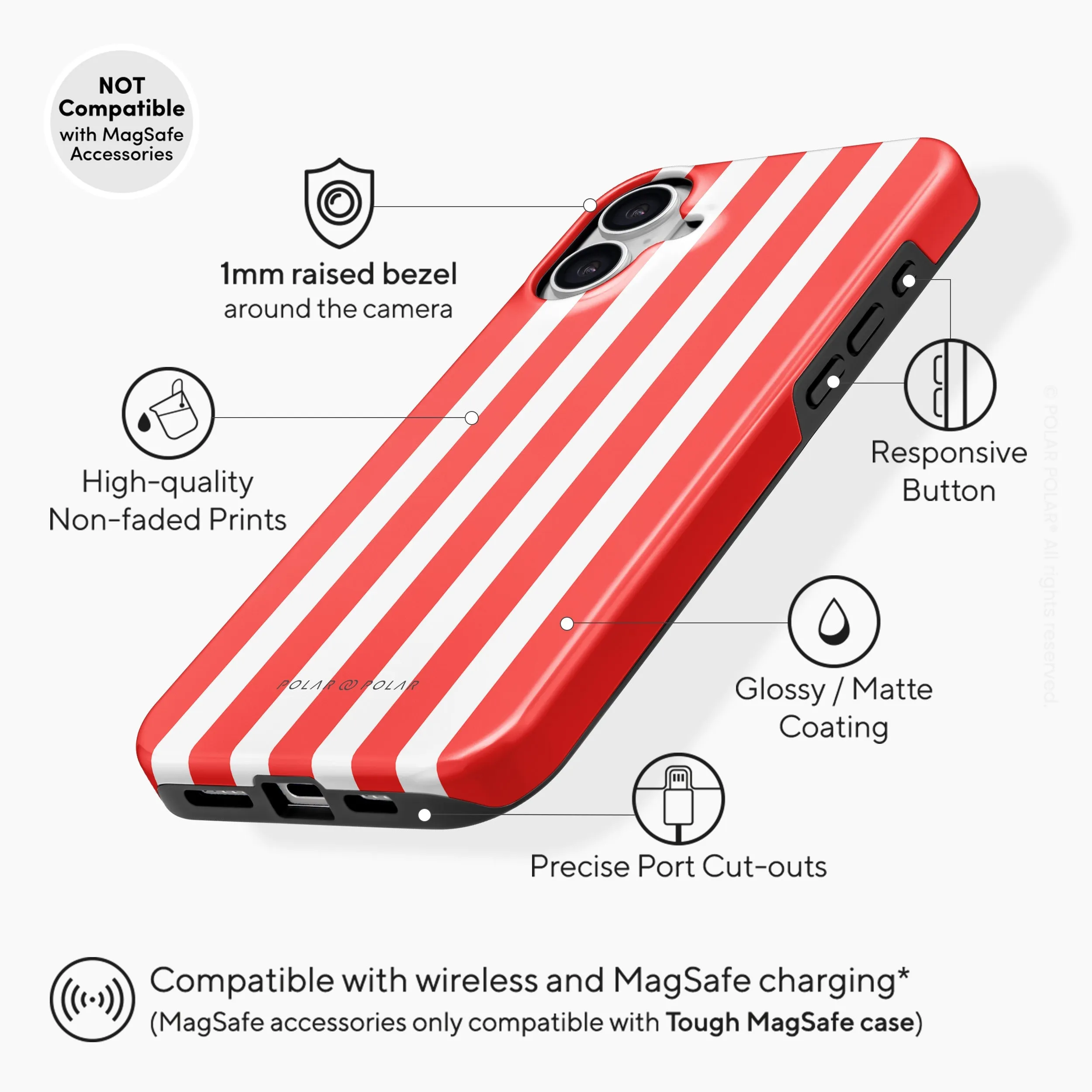 Scarlet Stripe - iPhone 16 Case