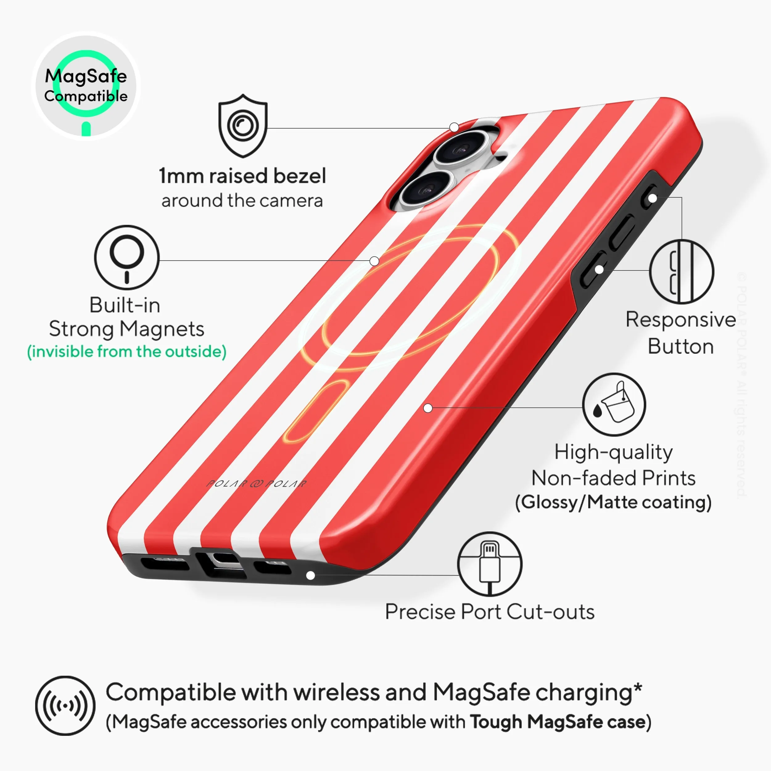 Scarlet Stripe - iPhone 16 Case