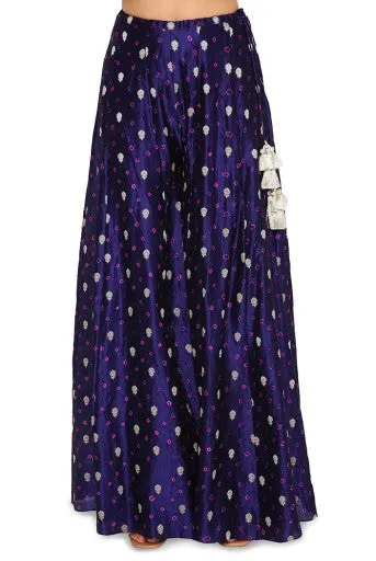 Seyah Pink Colour Bandhani Silk Kurta With Cobalt Blue Bandhani Silk Sharara And Powder Blue Embroidered Organza Dupatta