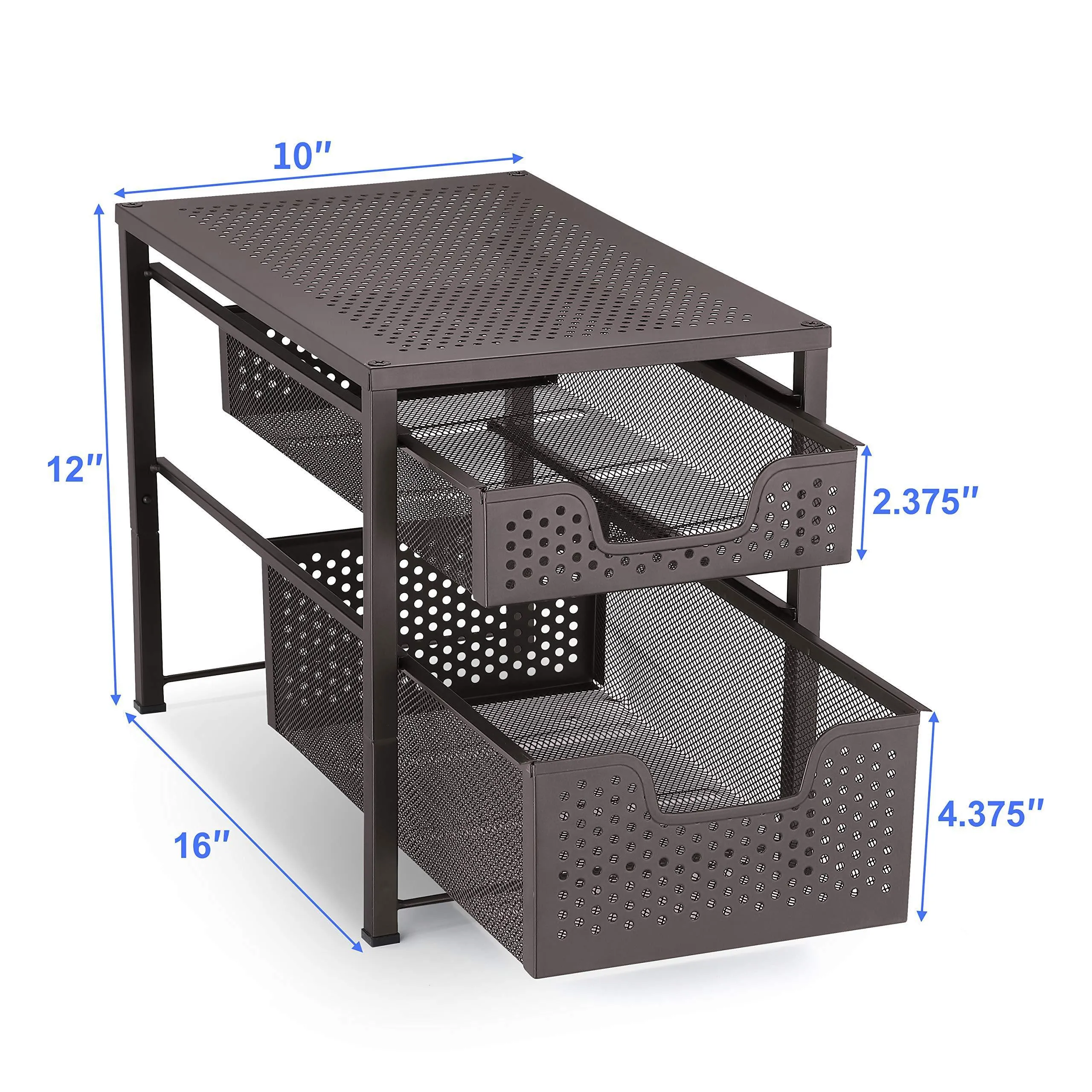 Simple Trending 2-Tier Under Sink Cabinet Organizer with Sliding Storage Drawer, Desktop Organizer for Kitchen Bathroom Office, Stackbale, Bronze