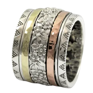 Spinner ring for woman romantic silver and gold rings