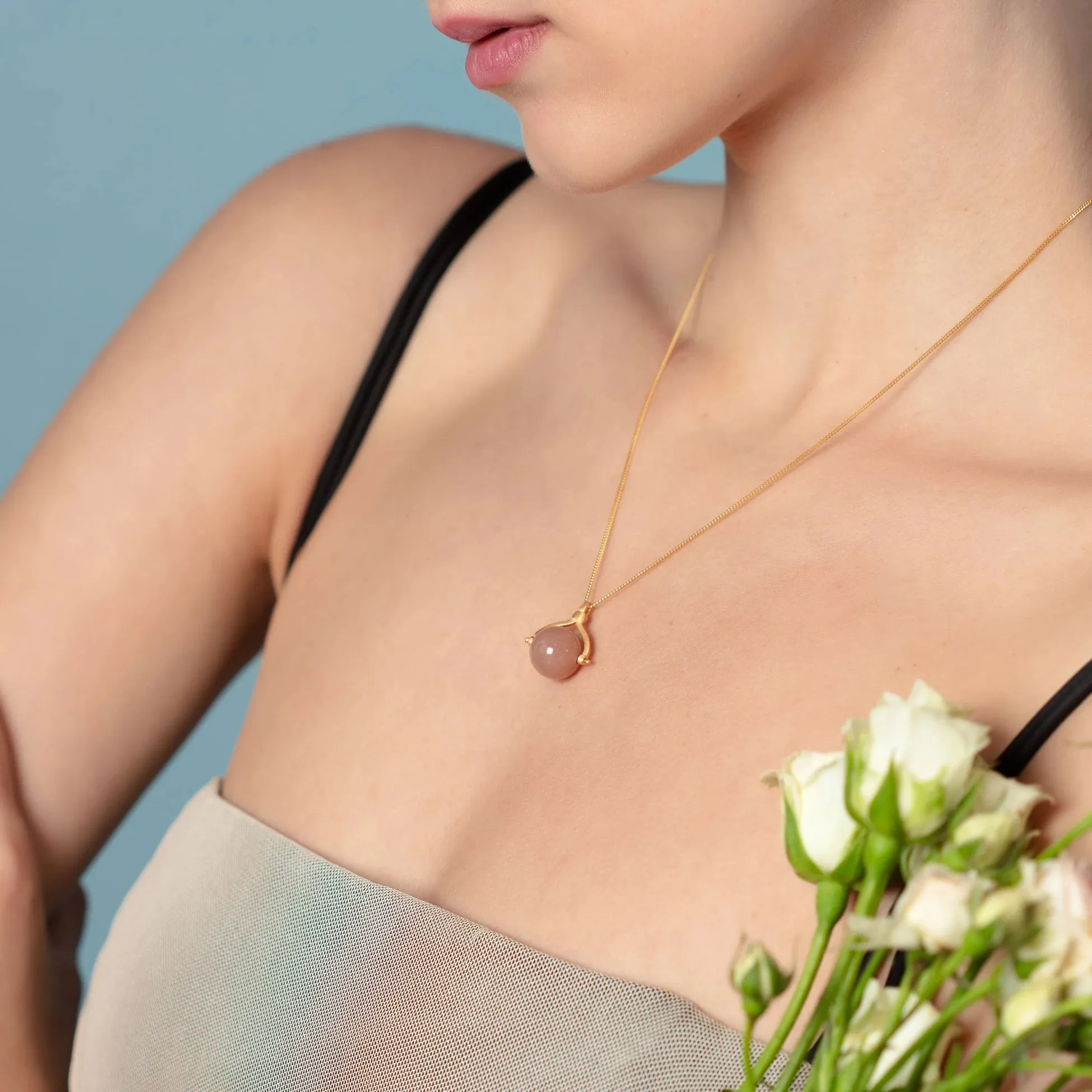 Spinner Sunstone Necklace – Gold-Plated Silver with Sunstone