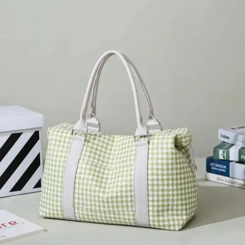 Stylish Houndstooth Canvas Travel Bag
