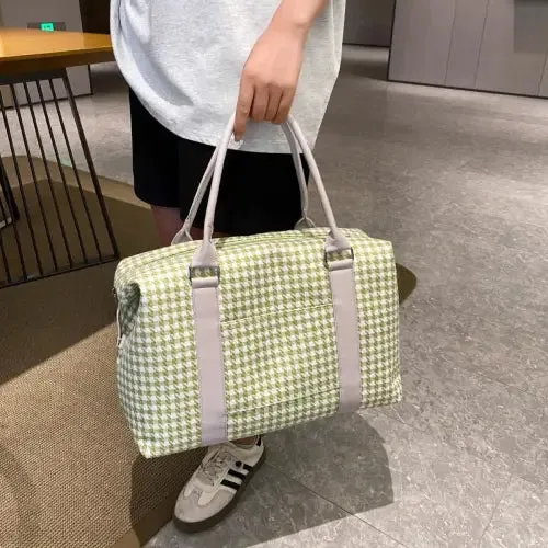 Stylish Houndstooth Canvas Travel Bag