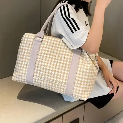 Stylish Houndstooth Canvas Travel Bag