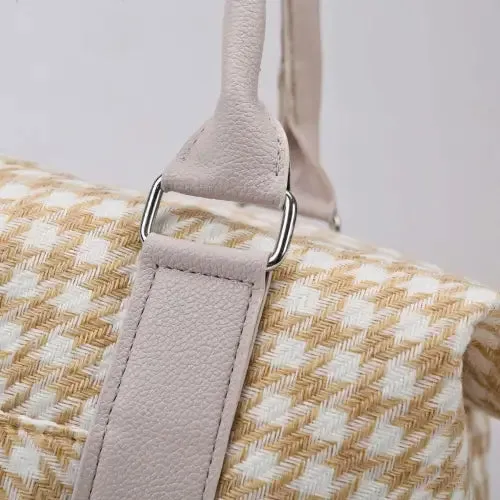 Stylish Houndstooth Canvas Travel Bag