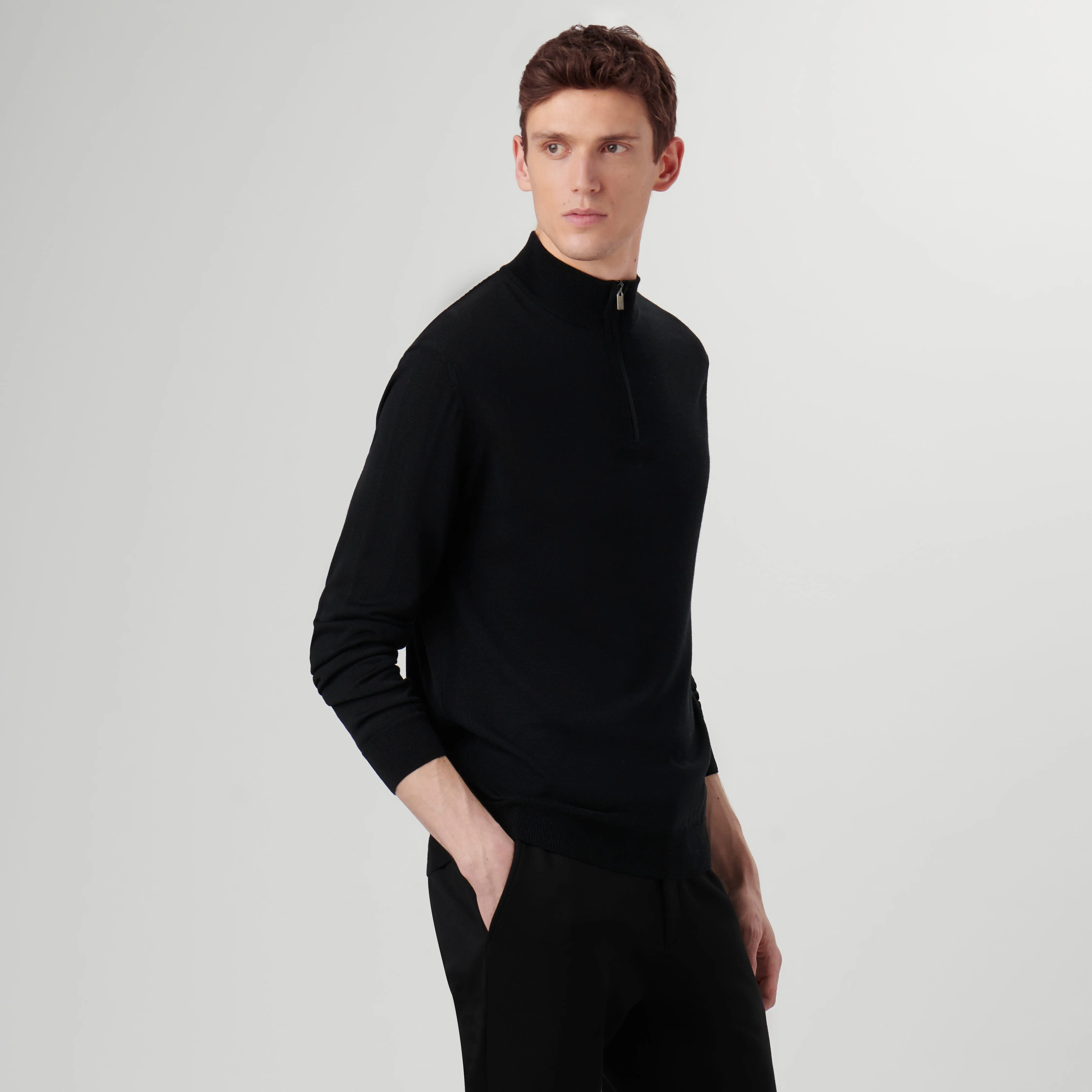 Super Merino Solid Quarter Zip Sweater