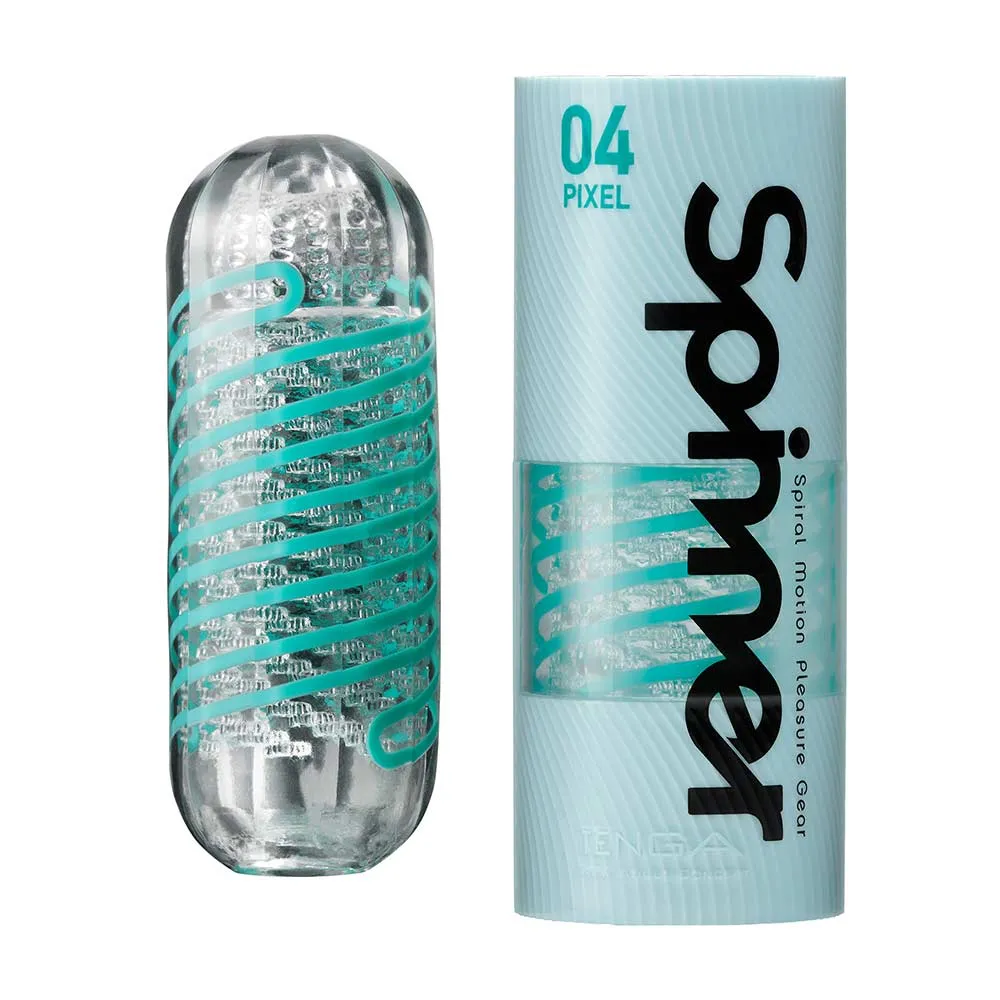Tenga - Spinner Pixel Masturbator - Transparant/Turquoise