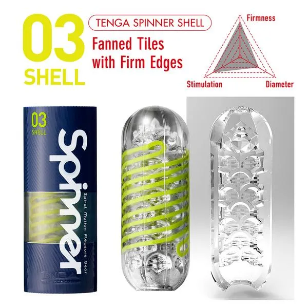 Tenga - Spinner Shell Masturbator - Transparant/Neon