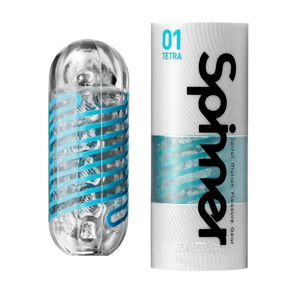 Tenga - Spinner Tetra Masturbator - Transparant/Turquoise