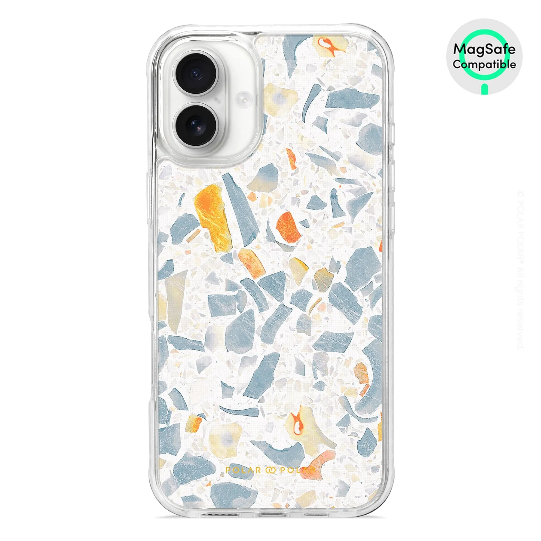 Terrazzo Grey - iPhone 16 Plus Clear Bumper MagSafe Case