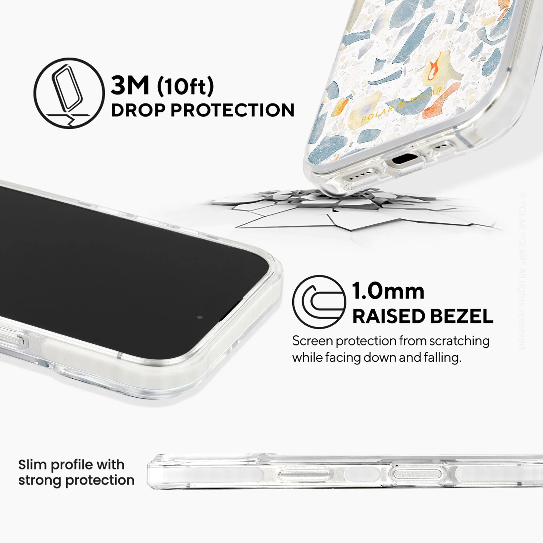 Terrazzo Grey - iPhone 16 Plus Clear Bumper MagSafe Case