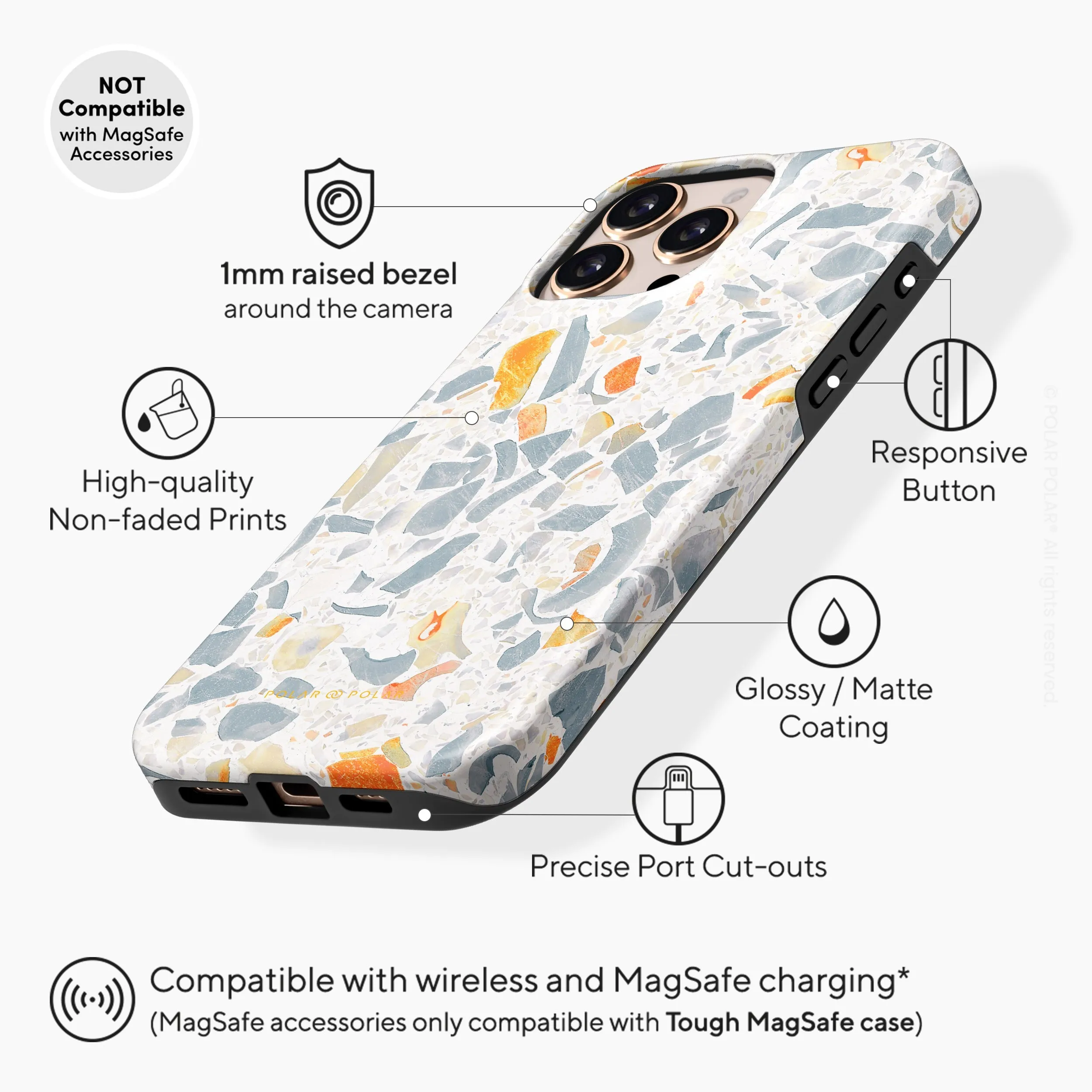 Terrazzo Grey - iPhone 16 Pro Max Case